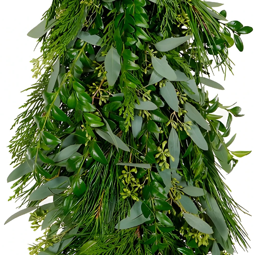 Seeded Eucalyptus, Leyland Cedar, White Pine & Boxwood Garland - alternative 1